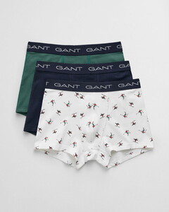 Gant 3Pack Skier Print And Solid Trunk Gift Box Underwear White