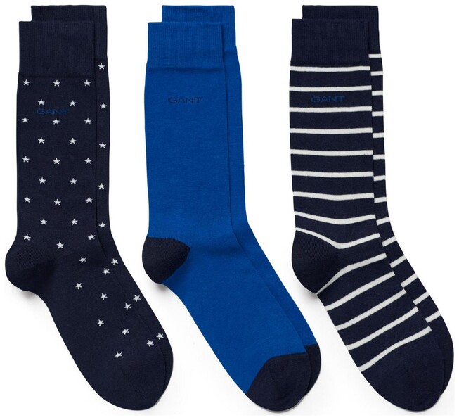 Gant 3Pack Stars & Stripes Socks Sokken Yale Blue