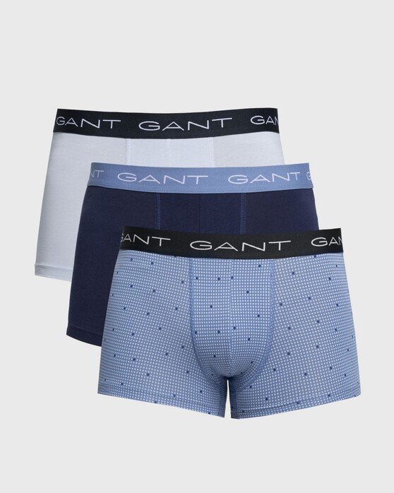Gant 3Pack Trunk Wobble Check Underwear Mid Blue Melange