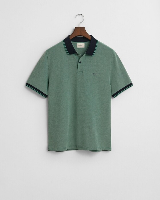 Gant 4-Color Oxford Piqué Short Sleeve Polo Diep Groen