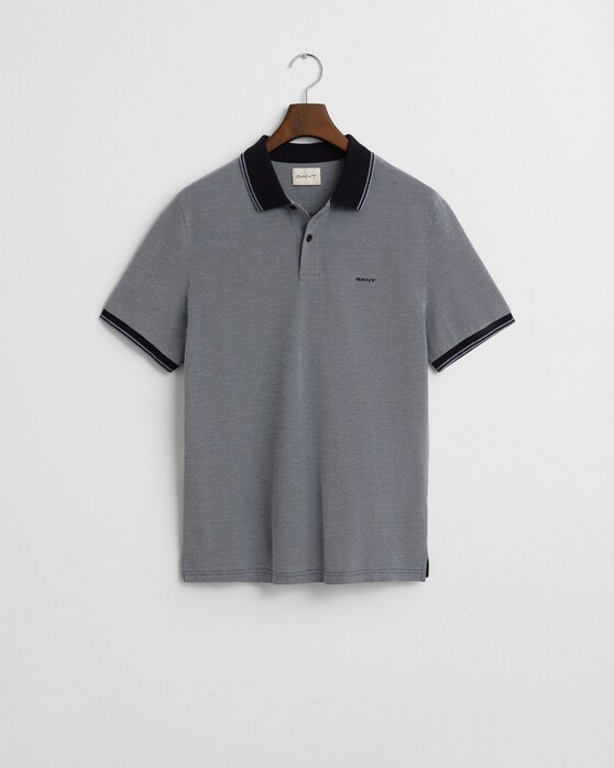 Gant 4-Color Oxford Piqué Short Sleeve Polo Dusty Navy