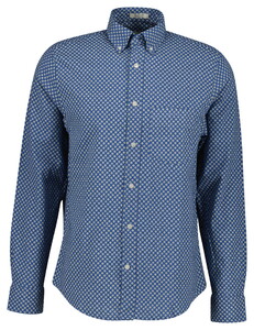 Gant Allover Fine Pattern Cotton Linen Shirt Vintage Blue