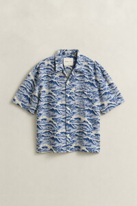 Gant Allover Pattern Resort Collar Short Sleeve Shirt Vintage Blue