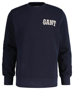 Gant American Sportswear Script Crew Neck Pullover Evening Blue