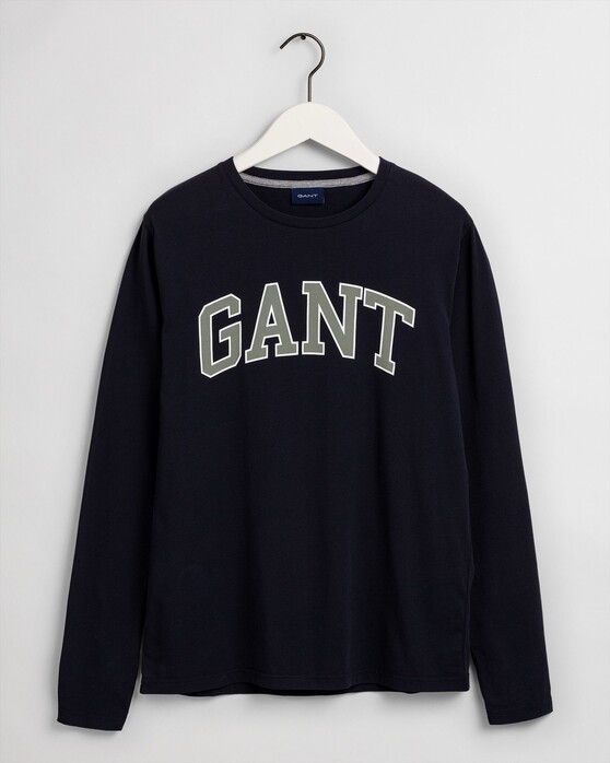 Gant Arch Outline Long Sleeve T-Shirt Evening Blue