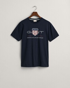 Gant Archive Graphic Chest Shield Print Crew Neck T-Shirt Avond Blauw