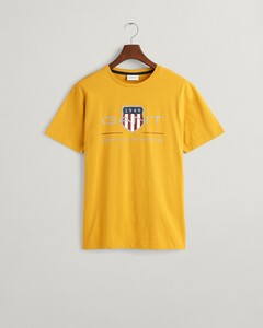Gant Archive Graphic Chest Shield Print Crew Neck T-Shirt Dark Mustard Yellow