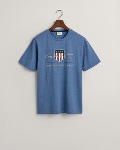 Gant Archive Graphic Chest Shield Print Crew Neck T-Shirt Denim Blue