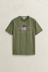 Gant Archive Graphic Chest Shield Print Crew Neck T-Shirt Dry Herb Green