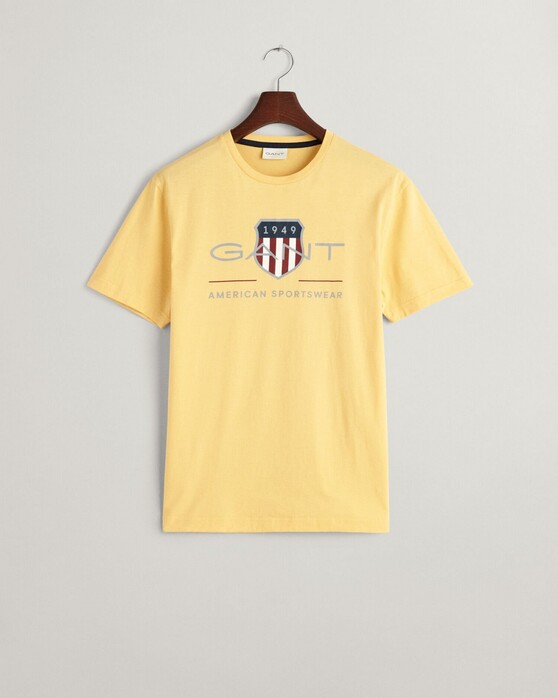 Gant Archive Graphic Chest Shield Print Crew Neck T-Shirt Dusty Yellow