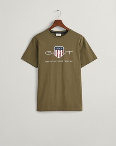 Gant Archive Graphic Chest Shield Print Crew Neck T-Shirt Juniper Green