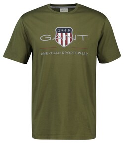 Gant Archive Graphic Chest Shield Print Crew Neck T-Shirt Mosgroen