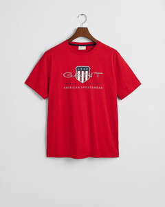 Gant Archive Graphic Chest Shield Print Crew Neck T-Shirt Ruby Red