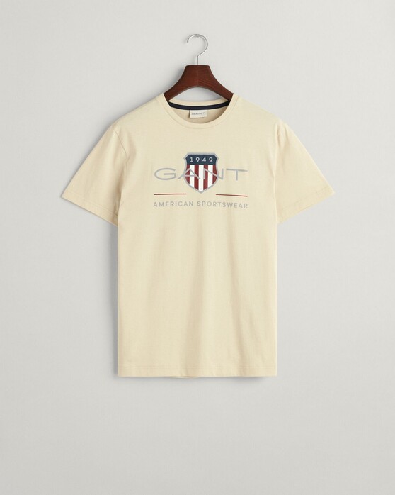 Gant Archive Graphic Chest Shield Print Crew Neck T-Shirt Silky Beige