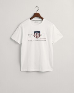 Gant Archive Graphic Chest Shield Print Crew Neck T-Shirt Wit