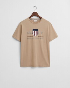 Gant Archive Graphic Chest Shield Print Crew Neck T-Shirt Zand