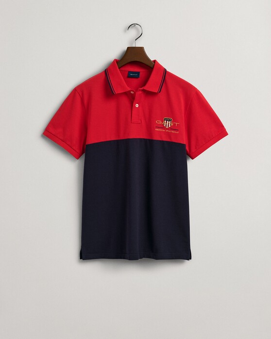 Gant Archive Shield Color Block Short Sleeve Rugger Poloshirt Bright Red