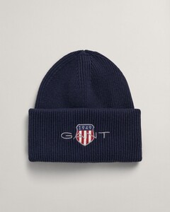 Gant Archive Shield Embroidery Cotton Blend Beanie Muts Marine