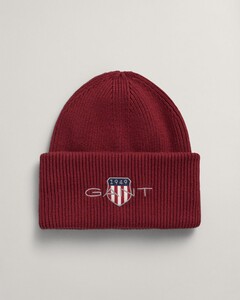 Gant Archive Shield Embroidery Cotton Blend Beanie Muts Plumped Red