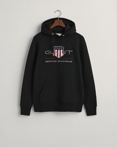Gant Archive Shield Embroidery Hoodie Pullover Black