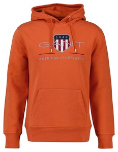 Gant Archive Shield Embroidery Hoodie Pullover Deep Orange