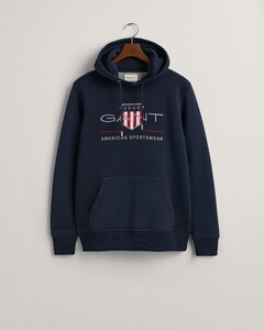 Gant Archive Shield Embroidery Hoodie Pullover Evening Blue