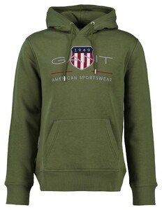 Gant Archive Shield Embroidery Hoodie Pullover Moss Green