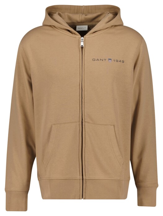 Gant Archive Shield Graphic Cardigan Full Zip Sweat Hoodie Caramel Beige