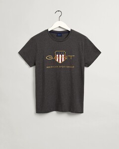 Gant Archive Shield Short Sleeve Shirt T-Shirt Antraciet Melange
