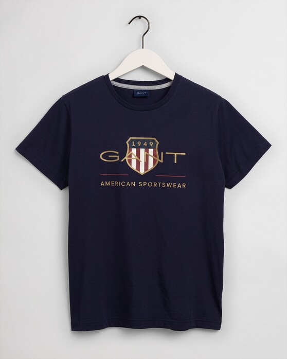 Gant Archive Shield Short Sleeve Shirt T-Shirt Avond Blauw