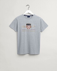 Gant Archive Shield Short Sleeve Shirt T-Shirt Grijs Melange