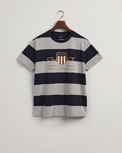 Gant Bar Stripe Archive Shield Tee T-Shirt Grijs Melange