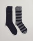 Gant Barstripe and Solid Socks 2Pack Anthracite Grey