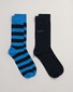 Gant Barstripe and Solid Socks 2Pack Day Blue