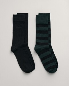Gant Barstripe And Solid Socks 2Pack Green