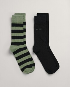 Gant Barstripe and Solid Socks 2Pack Kalamata Green