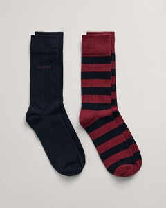 Gant Barstripe And Solid Socks 2Pack Plumped Red