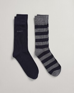 Gant Barstripe and Solid Socks 2Pack Sokken Antraciet