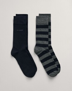 Gant Barstripe And Solid Socks 2Pack Sokken Antraciet