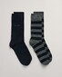 Gant Barstripe And Solid Socks 2Pack Sokken Antraciet