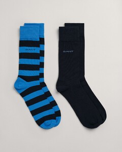 Gant Barstripe and Solid Socks 2Pack Sokken Day Blue