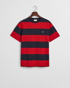 Gant Barstripe Short Sleeve Crew Neck T-Shirt Ruby Red