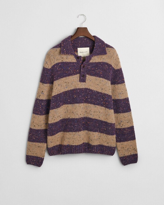 Gant Barstriped Rugger Pullover Deep Plum