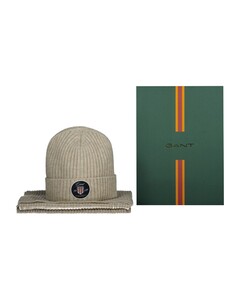 Gant Beanie And Scarf Wool Mix Sjaal Licht Beige Melange