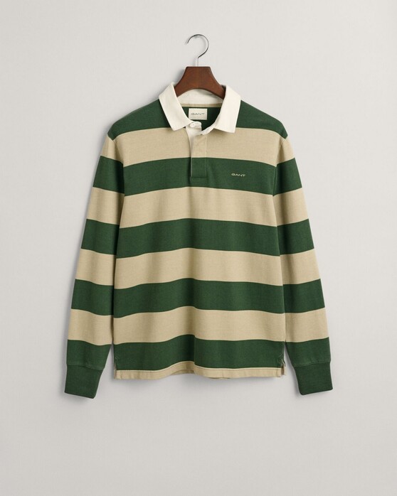 Gant Block Stripe Heavy Rugger Pullover Pine Green