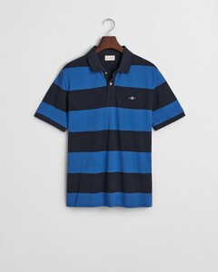 Gant Block Stripe Organic Cotton Piqué Polo Rich Blue