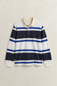 Gant Block Striped Rugger Pullover Evening Blue