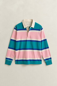 Gant Block Striped Rugger Trui Aqua Blue