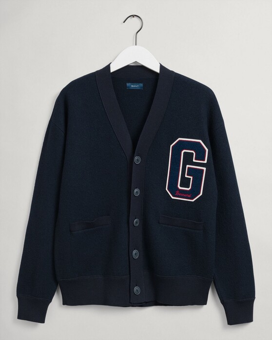 Gant Boiled Wool Cardigan Vest Avond Blauw