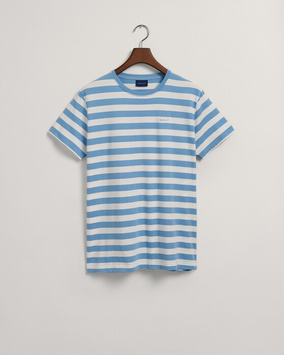 Gant Bold Stripe Crew Neck T-Shirt Gentle Blue